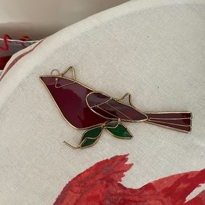 Stained glass cardinal window decoration